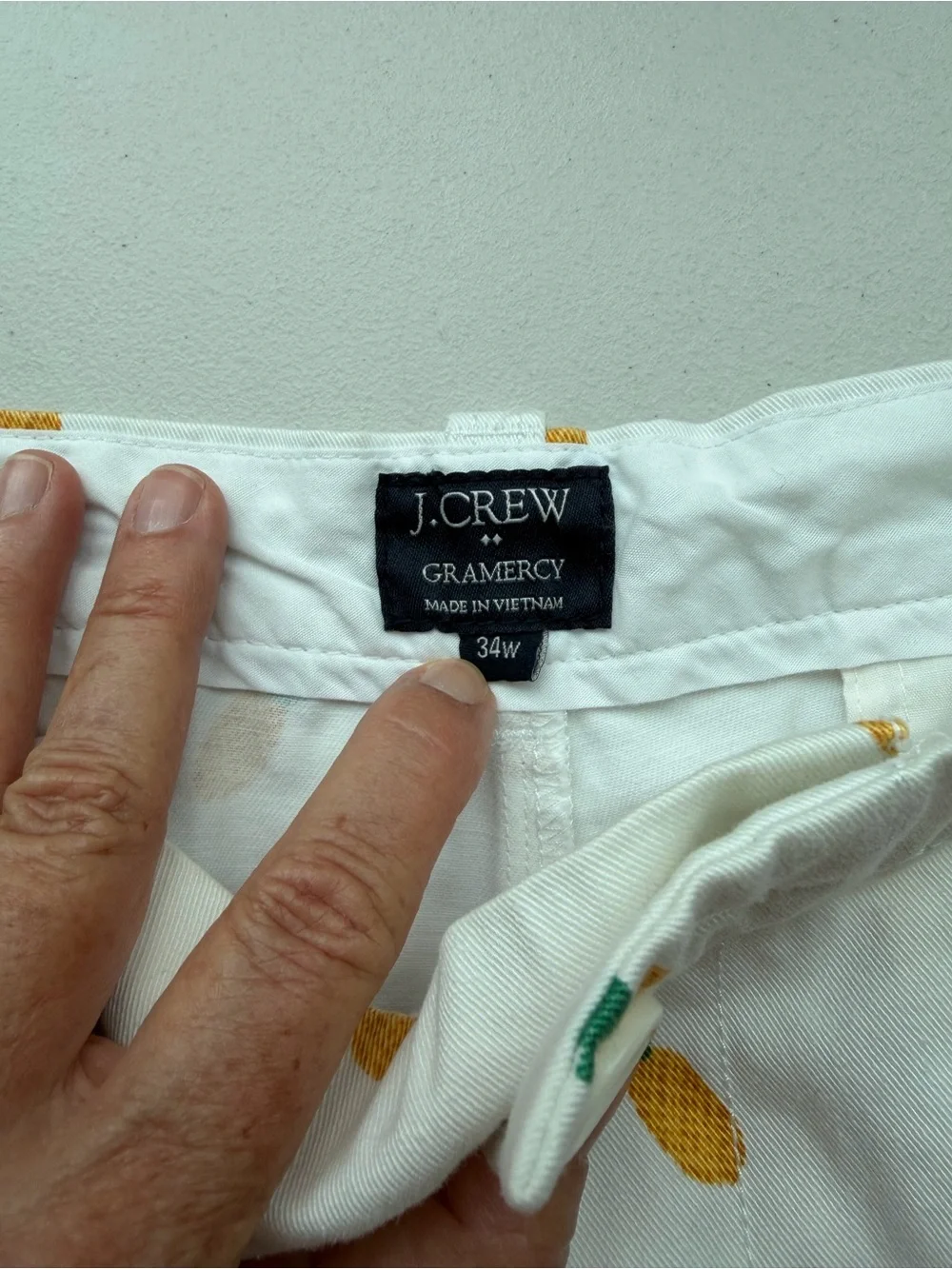 J. Crew White Pineapple Print Flat Front Shorts